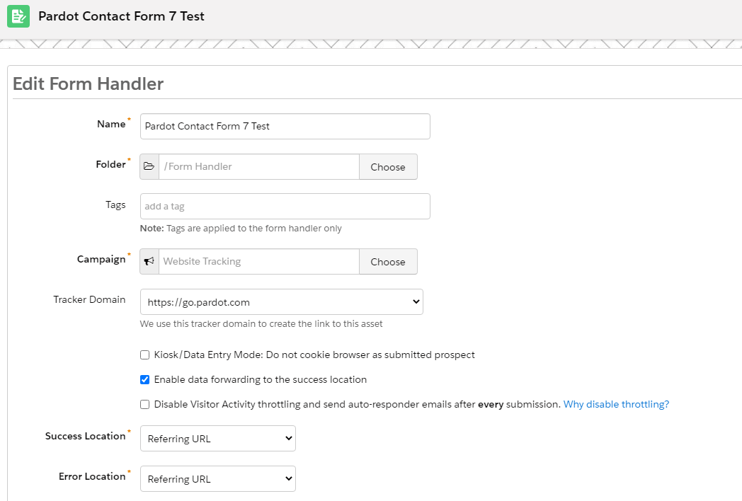 WordPress - PardotFormHandler2