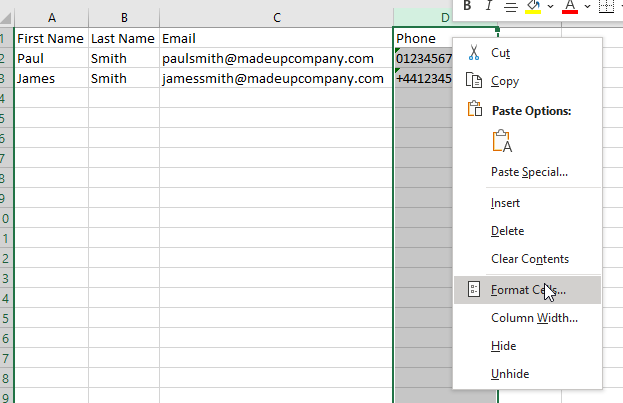 Excel Formatting