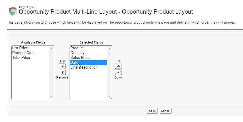 Edit the add products screen on Salesforce Opportunities