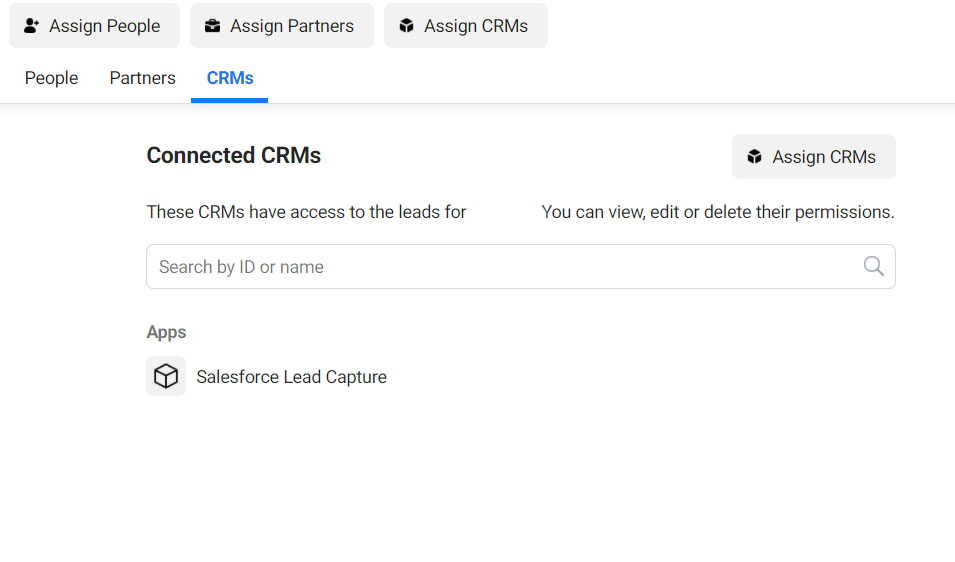 Facebook Business Account CRM Access